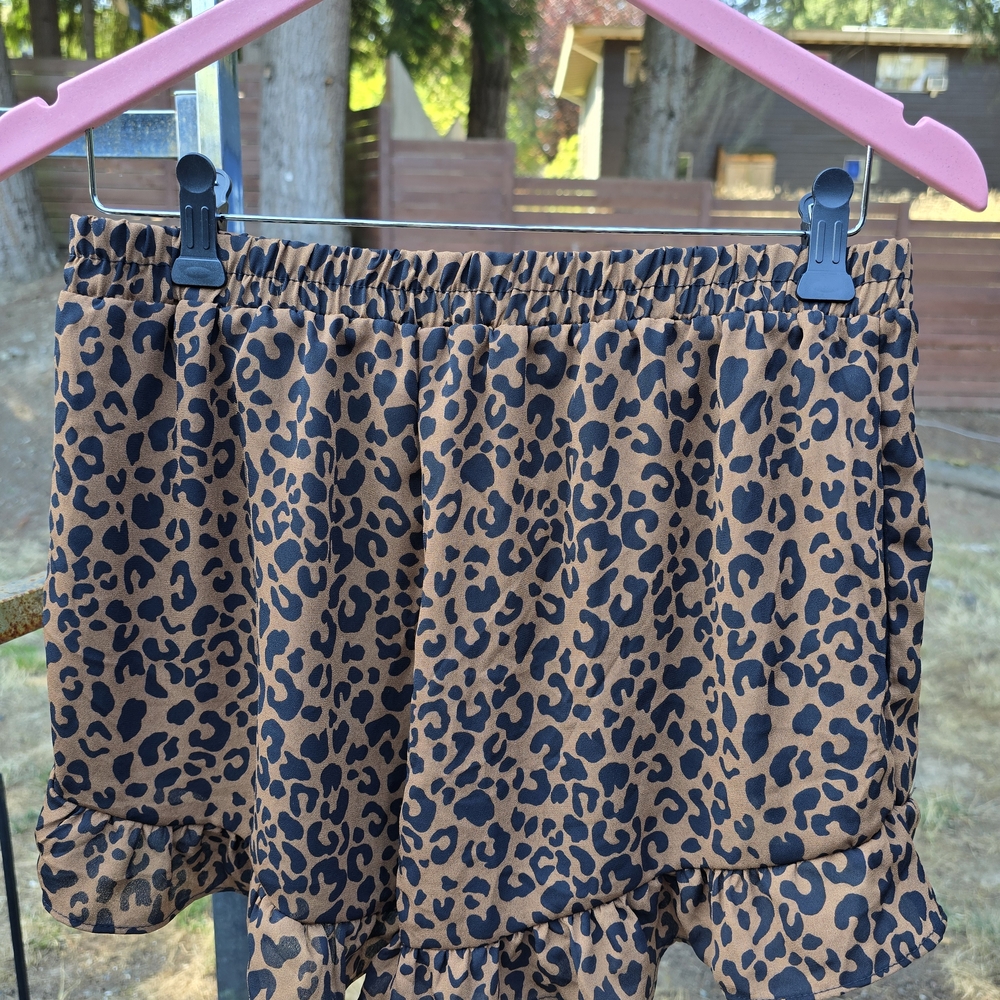Leopard Print Ruffle Skirt